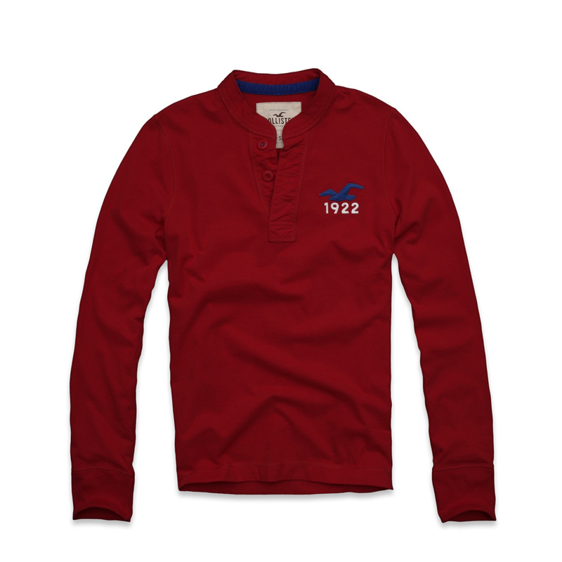 Hollister Hombres Ponte de pie de cuello Largo Remera HCO3834